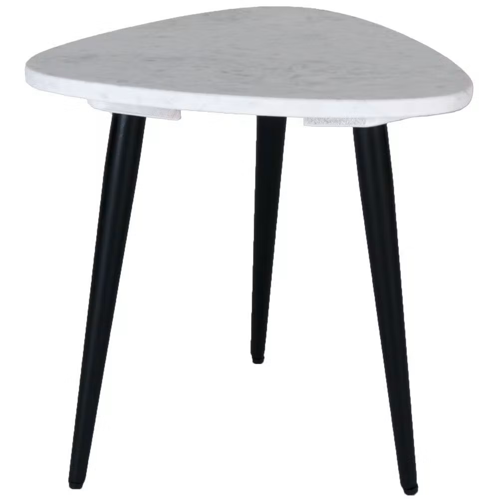 Beistelltisch Marmor 40cm Milou Weiß Schwarz Couchtisch Tisch