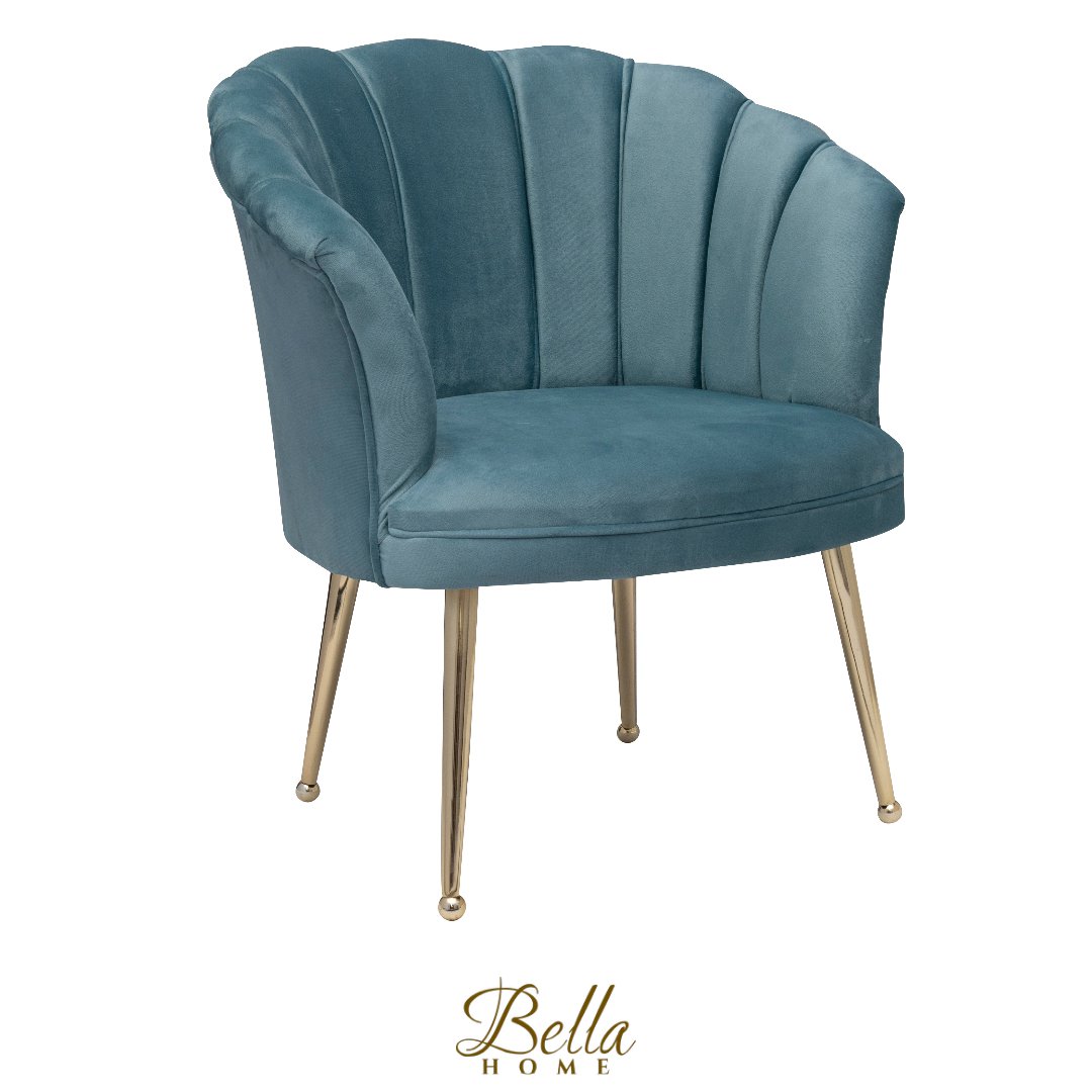 Original Esszimmer Stuhl Mila Blau Gold Hellblau Sessel Esszimmerstuhl
