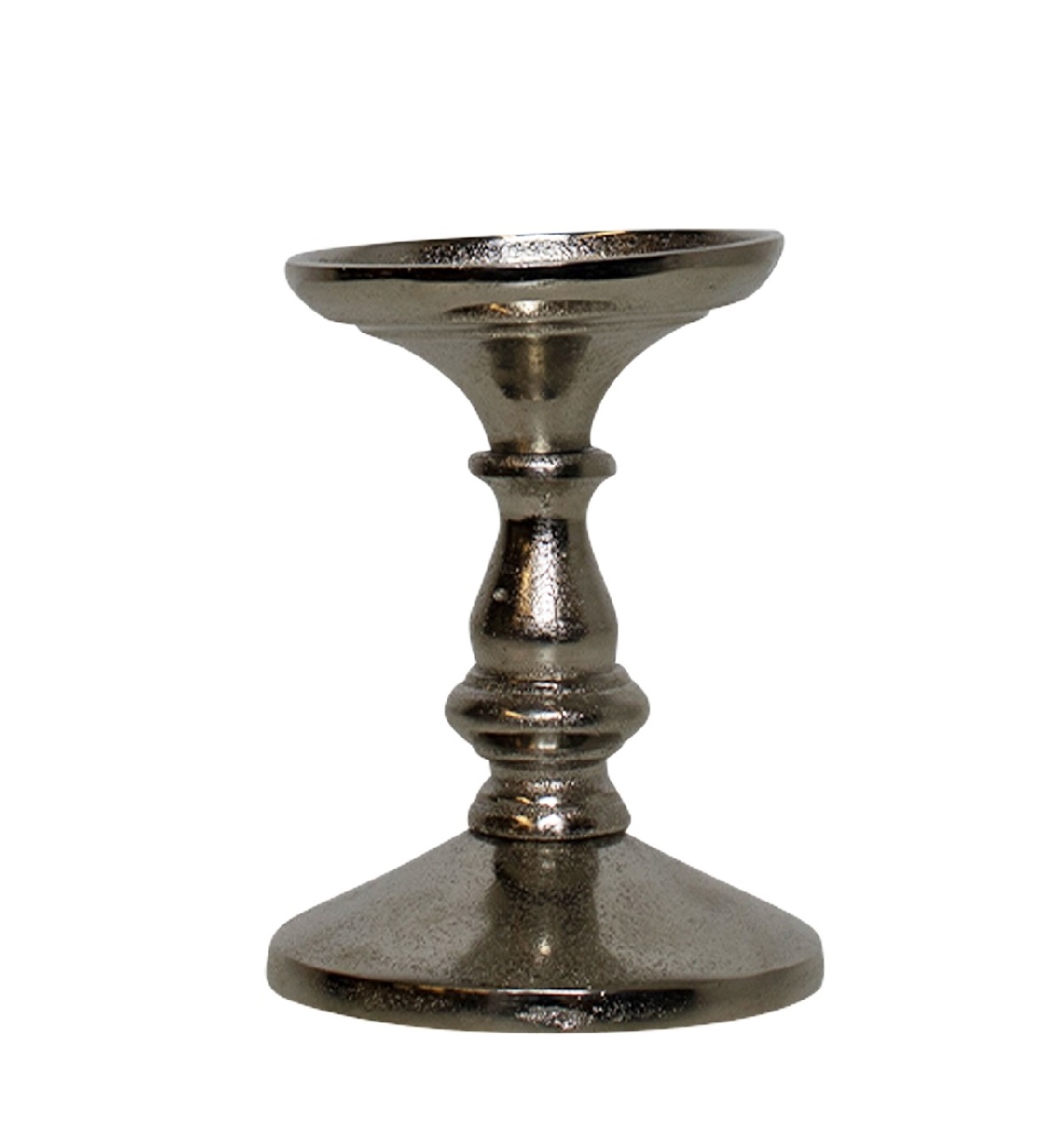 Kerzenleuchter Silber 12cm einflammig Metall Stumpenkerze Kerzenständer Antik Barock