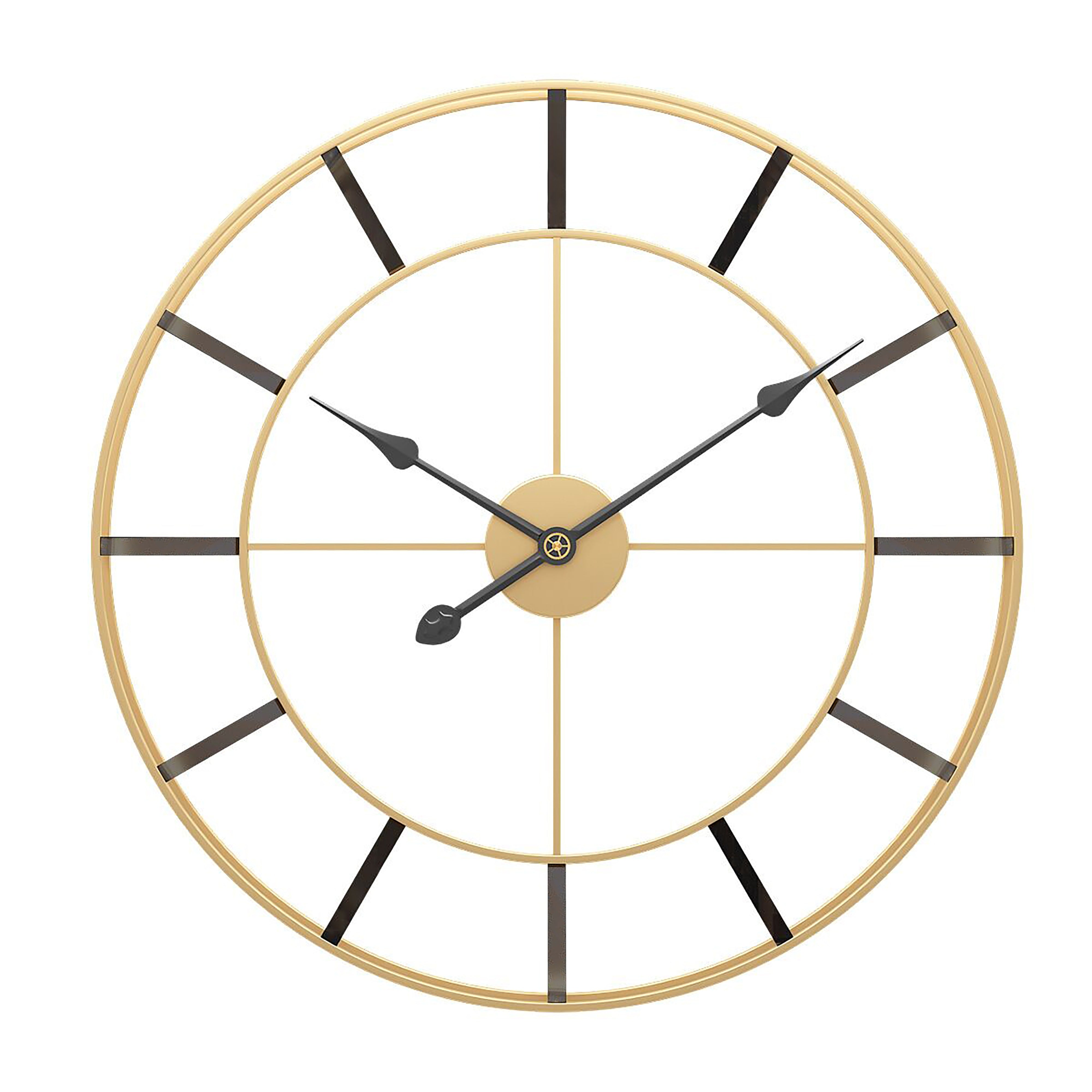 Große Wanduhr 80cm Isla Gold Schwarz Streben Metall Uhr