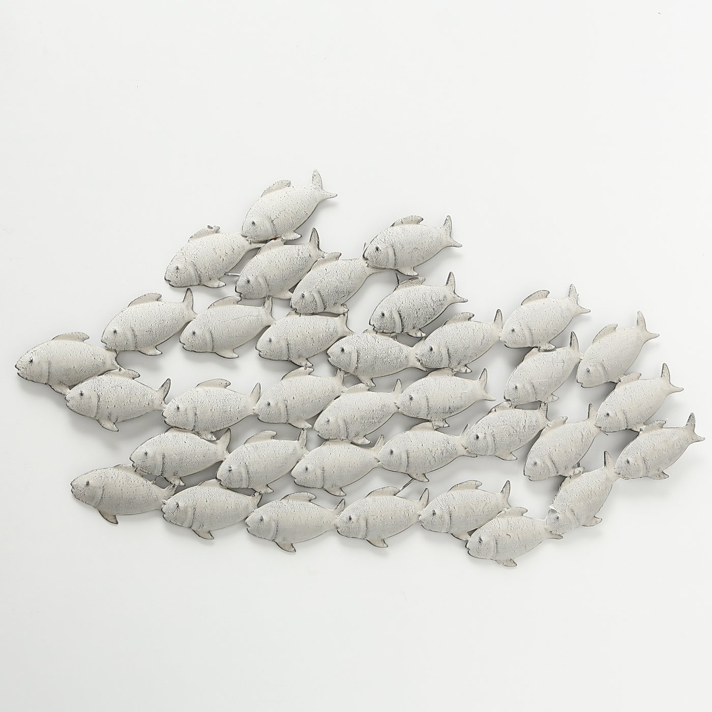 Wandbild Fischschwarm aus Eisen in Grau 97 x 54 cm Fische Bild
