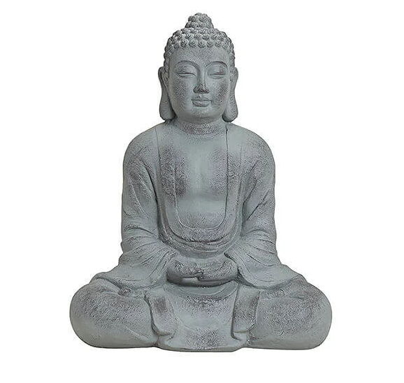 XL Buddha Modell 81cm Grau Marmor Optik Figur Mönch Buddhafigur Statue