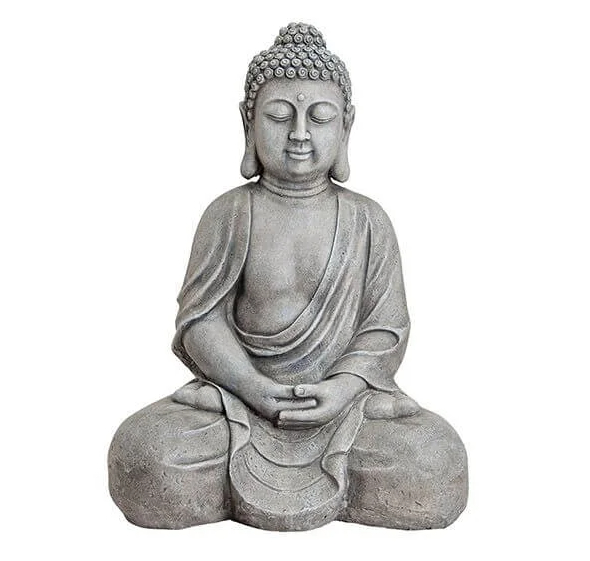 Buddha Modell Grau 71cm Marmor Optik Figur Mönch Buddhafigur Statue