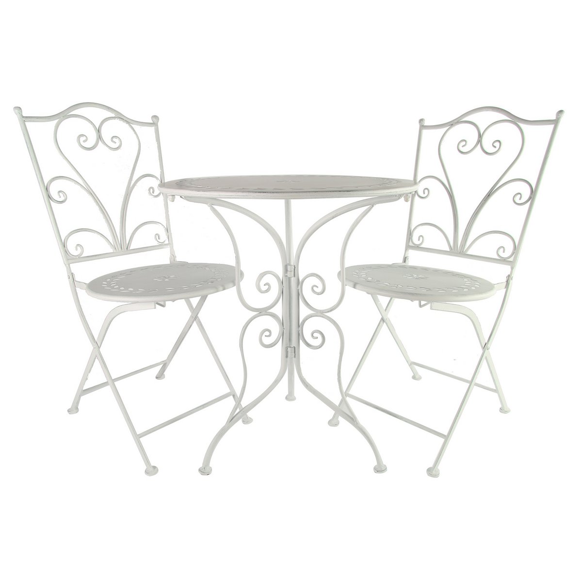 Tisch Set 2 Stühle Gartentisch Antik Weiss Gartenstuhl Garten Weiß Stuhl