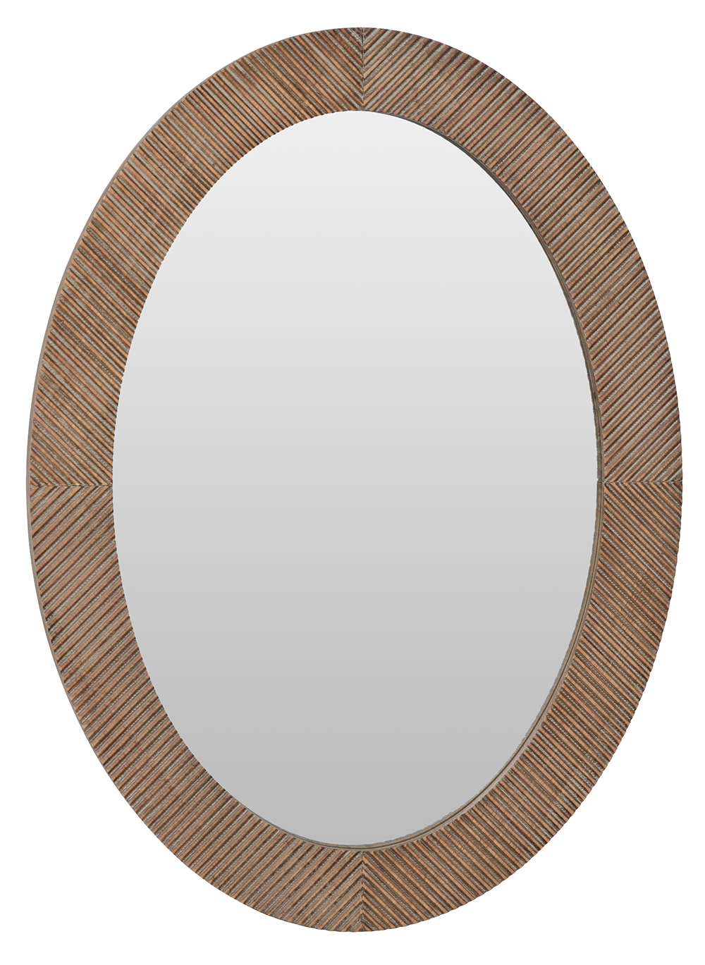 Edler Wandspiegel oval Holz Braun 76cm ovaler Spiegel Rahmen